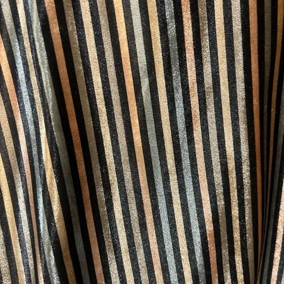 Zara Black and Gold Striped Pants; size small - Picture 3 of 7